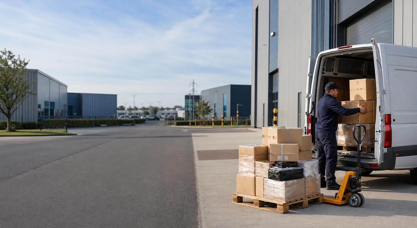 Unbranded courier vehicle ready to leave Billericay with client files, technology items and retail deliveries secured for direct transport