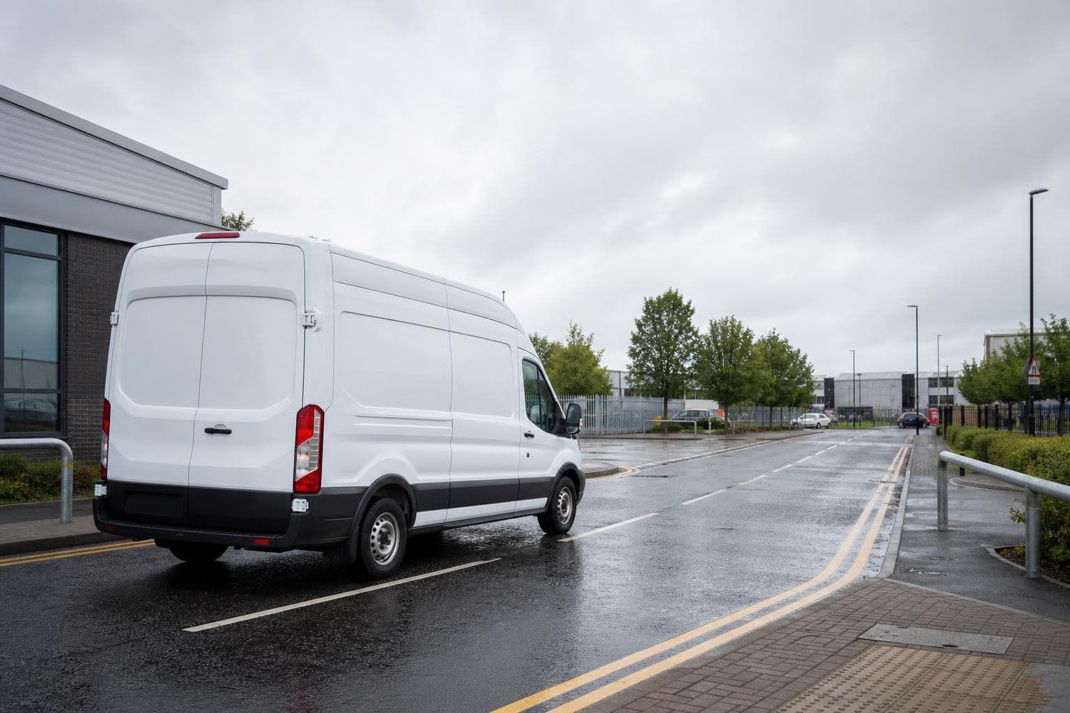 Unbranded courier vehicle ready to leave Rayleigh with shop stock, repair components and business samples secured for direct transport
